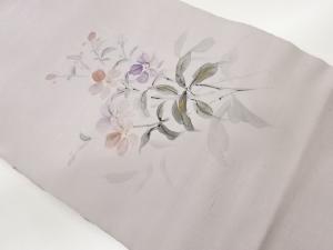 手織り紬手描き金彩花々模様名古屋帯